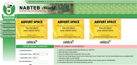 nabteb eworld|nabteb result checker 2022.